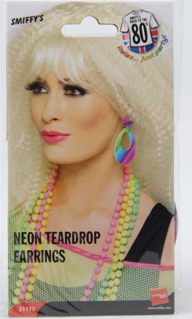 Bunte Neon Ohrringe 70er Jahre Ohrschmuck Produktbild 