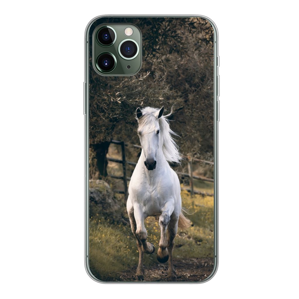 MuchoWow Handyhülle Schutzhülle Hülle für iPhone 11 Pro Max Pferd - Natur - Schlamm Silikon Softcase Handy Hülle - Schutz