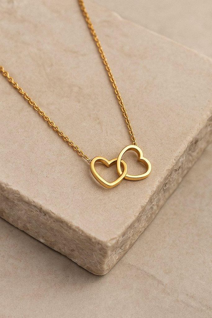 Lundholm Luxe Ketting Dames Goud kleurig Waterproof Hartjes Productafbeelding 