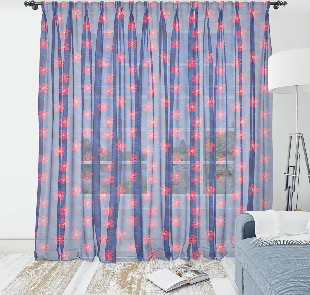Tapisserie Tropicale ABAKUHAUS Hibiscus et Palmier 220x274cm Satin