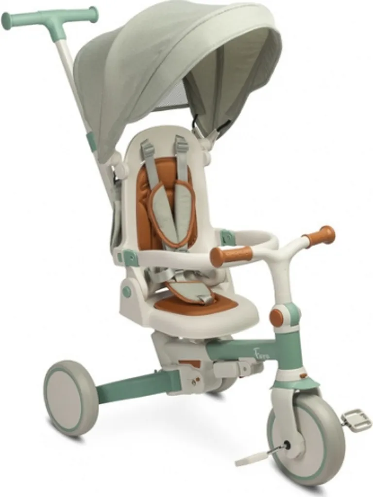 Tricycle 3in1 Faro vert pour promenades en famille et éveil de l'enfant