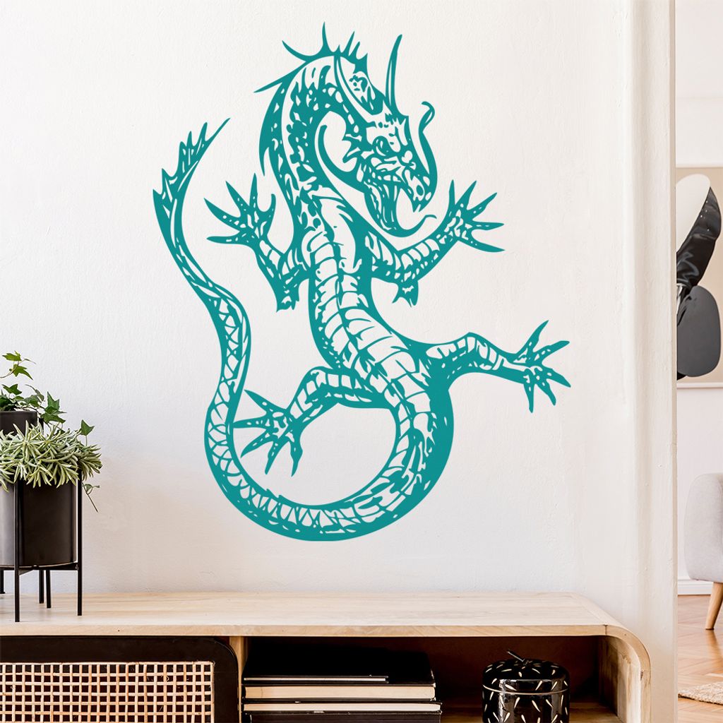 China Drachen Wandtattoo in 6 Größen - Wandaufkleber Wall Sticker - Dekoration, Küche, Wohnzimmer, Schlafzimmer, Badezimmer