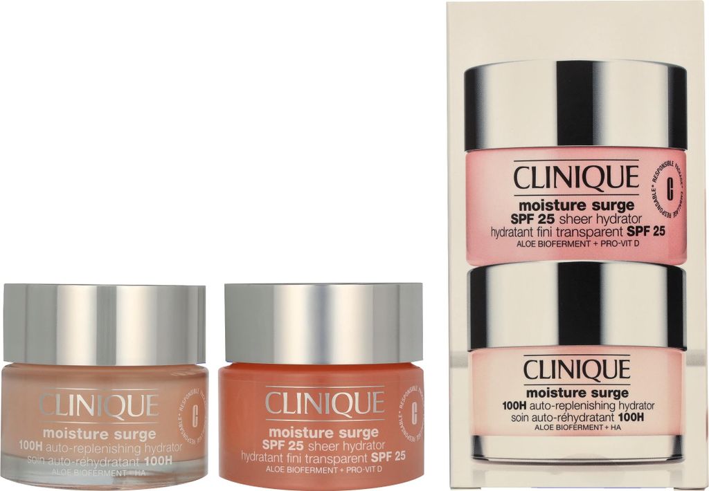 Clinique Moisture Surge Facial Care Set Moisture Surge SPF25 Sheer Hydrator 50ml/Moisture Surge 100H Auto-replenishing Hydrator 50ml 100 ml