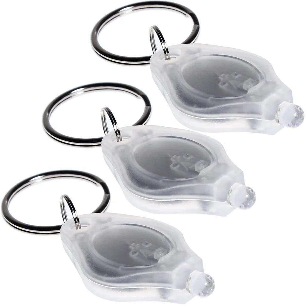 wortek LED Mini Taschenlampe Schlüsselanhänger Weiß 2 Stück 