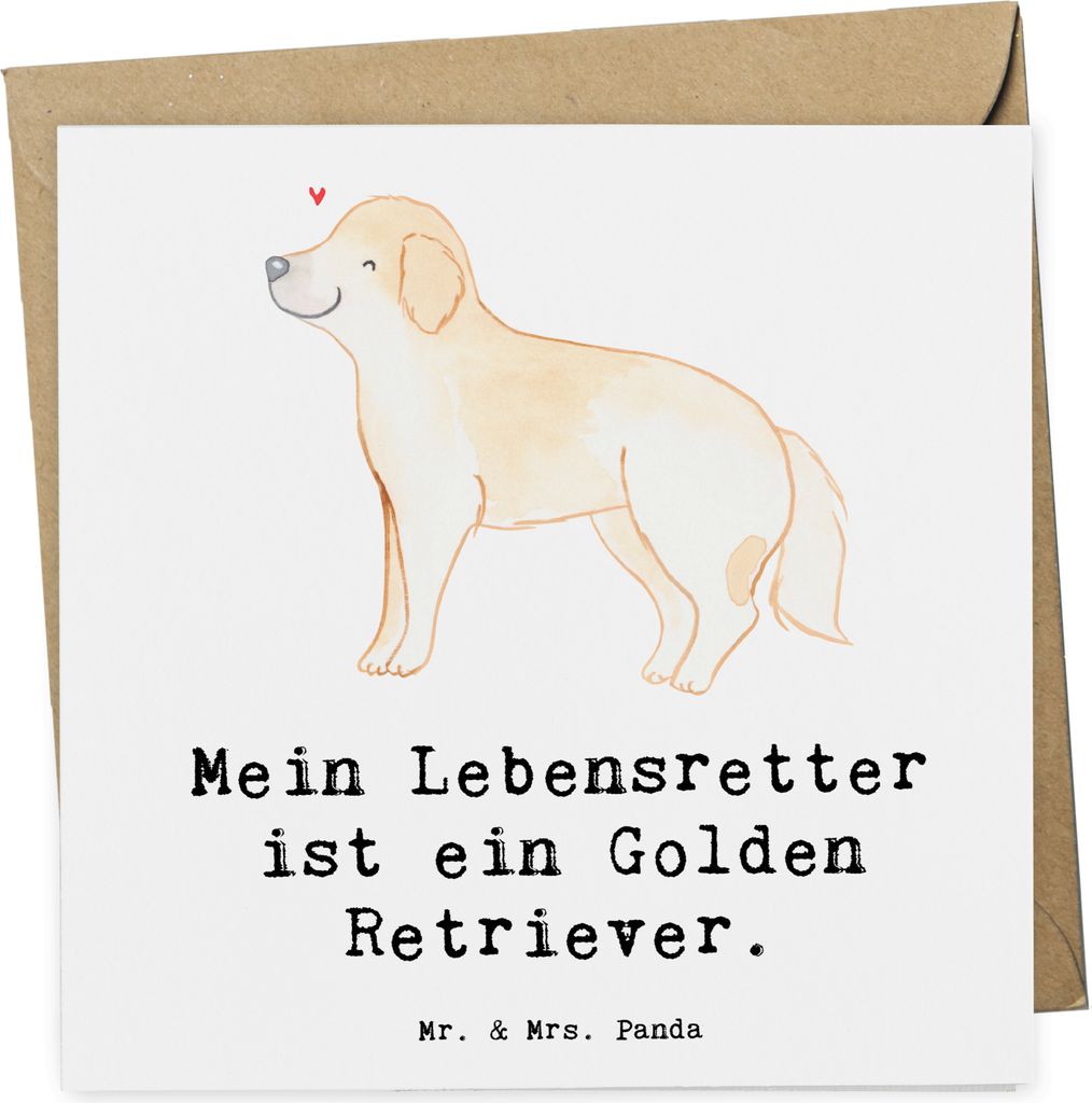 Mr. & Mrs. Panda Grußkarte Golden Retriever Lebensretter - Weiß - Geschenk, Goldie Hund, faltkarte, Welpe, Glückwunschkarte, Klappkarte, anlassk...