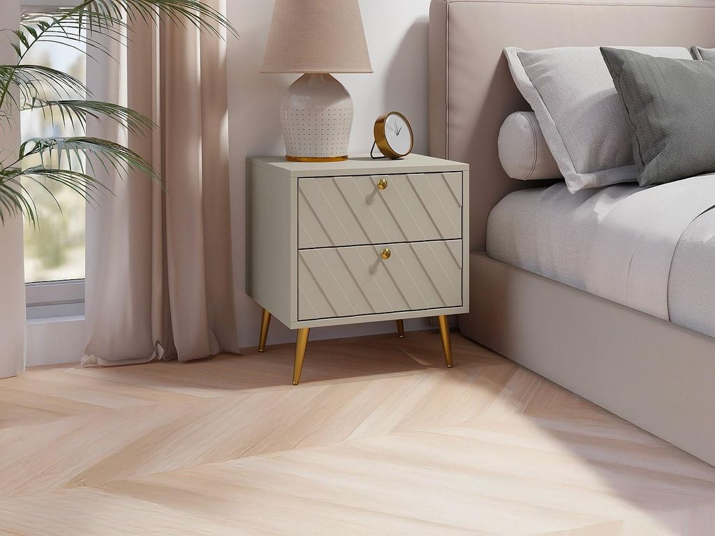 Set aus 2 Nachttischen - 2 Schubladen - Beige - TEODA by Pascal Morabito