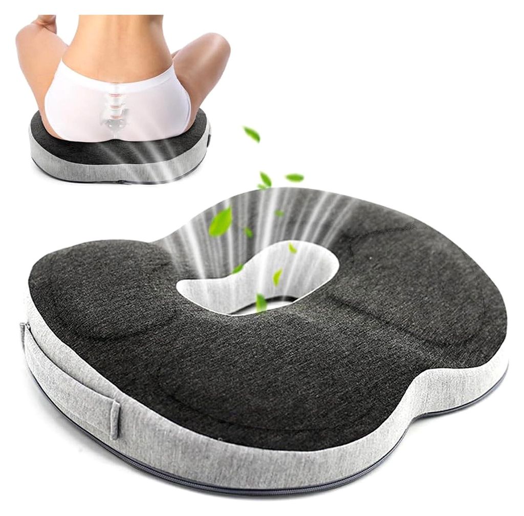Orthopädisches Sitzkissen, Ergonomisches Hämorrhoidenkissen, Sitzkissen für Bürostühle mit Loch, Steißbeinkissen zur Entlastung, Memory-Schau...
