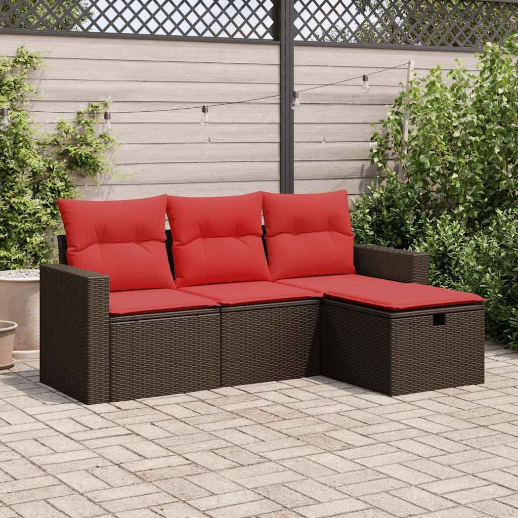 Maison Exclusive - 4-tlg. Garten-Sofagarnitur mit Kissen Braun Poly Rattan