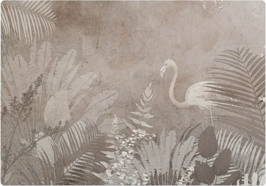 Flamingo im Dschungel – Bodenschutzmatte – Stuhlunterlage 100x100 cm – Rutschfest – Hartbodenmatte