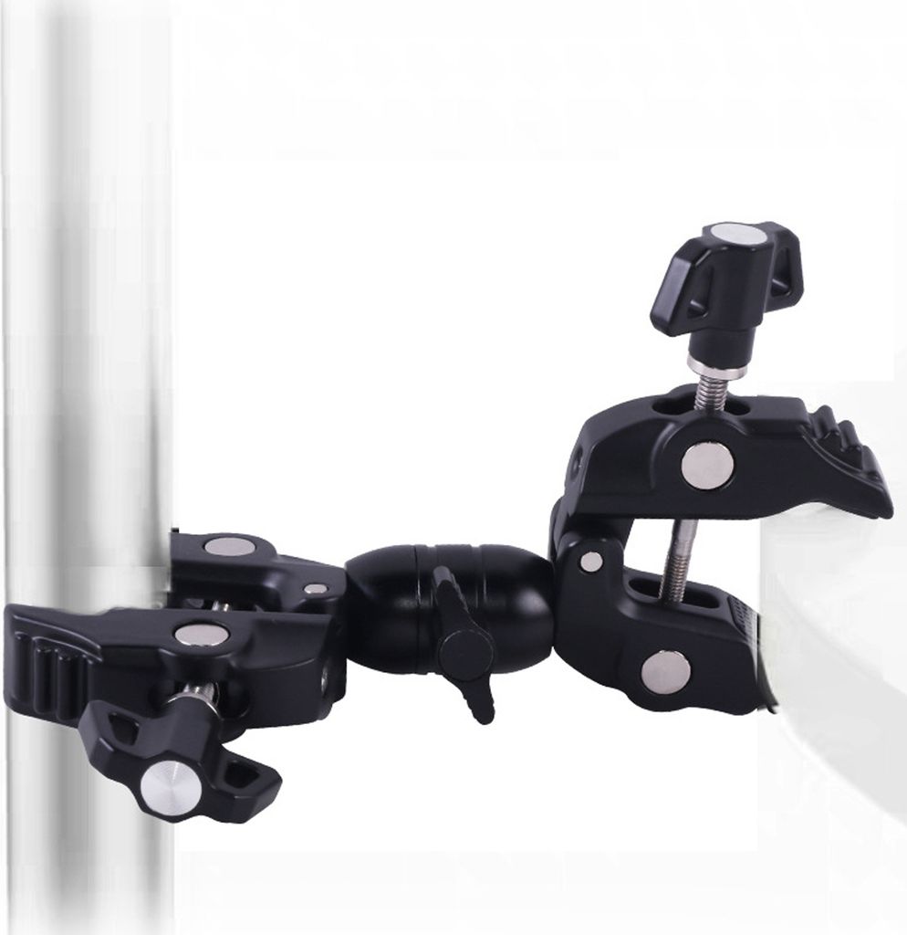 Dual Ball Camera Mount Clamp Aluminum Alloy 360 Degree Rotation Bike Motorcycle Stick Pole Double Ball Head Adapter for Insta360 Go 3 Action Camera