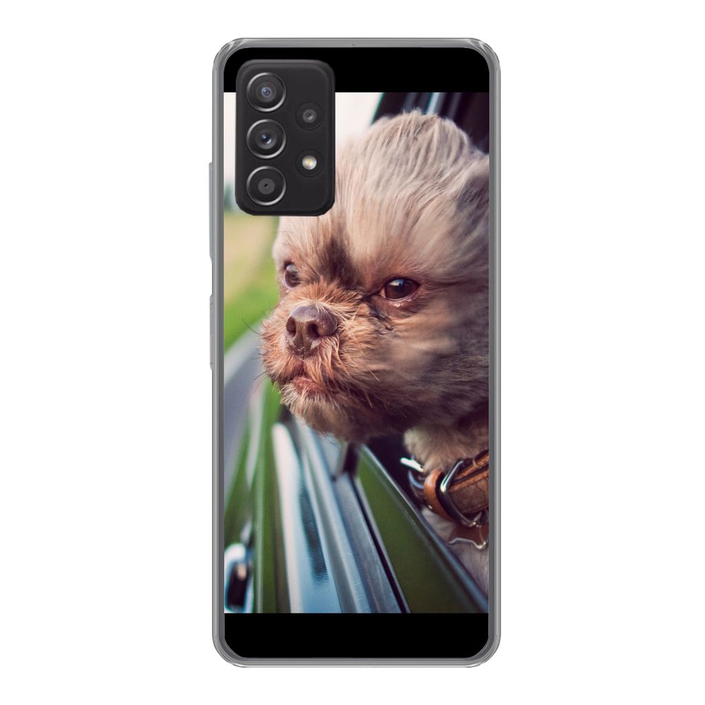 MuchoWow Handyhülle Schutzhülle Hülle für Samsung galaxy a73 Hund - Auto - Tier Silikon Softcase Handy Hülle - Handyhülle