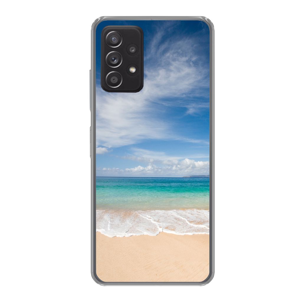 MuchoWow Handyhülle Schutzhülle Hülle für Samsung galaxy a73 Ein tropischer Strand auf Hawaii, an dem die Wellen an Land gespült werden Sili...