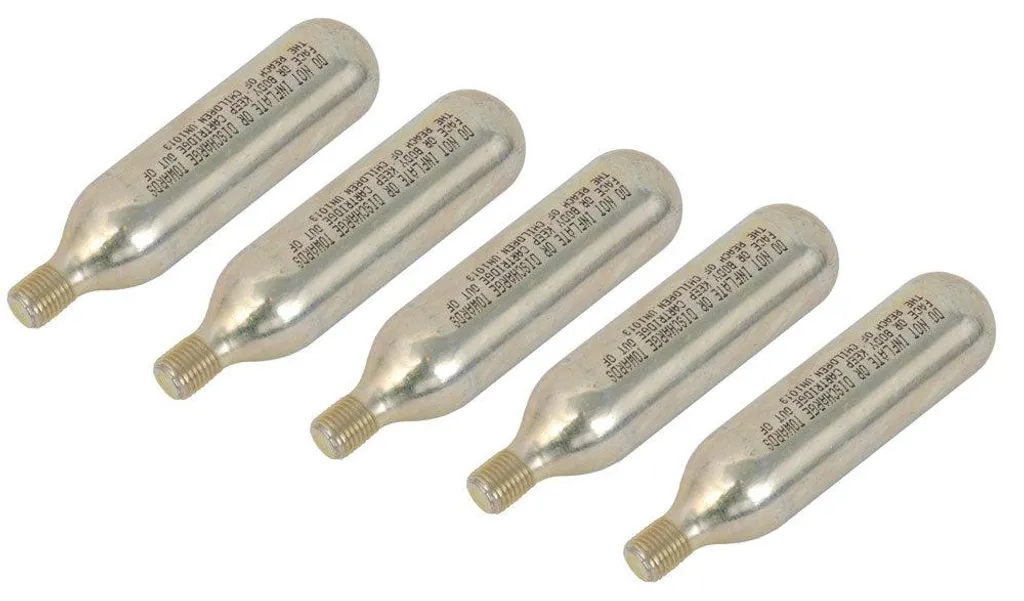 Cartouche filetée Radon CO2 16g en pack de 5 pièces pour pneu vélo