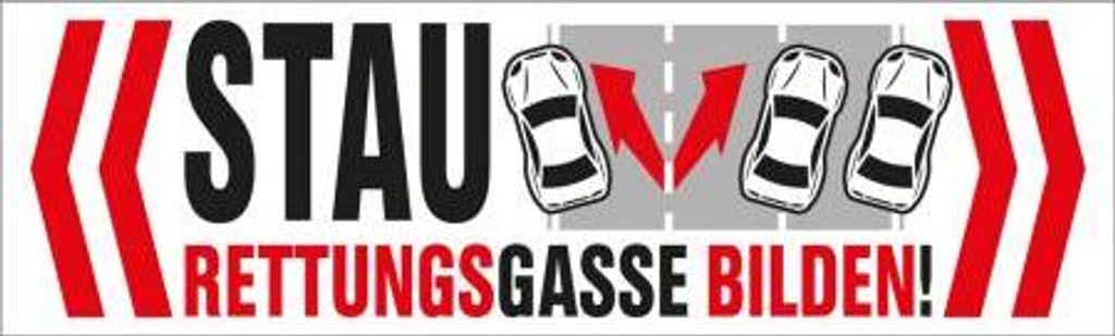 PVC-Aufkleber - STAU ? Rettungsgasse bilden ! - 302066/1 - Gr. ca. 15cm x 4,5cm