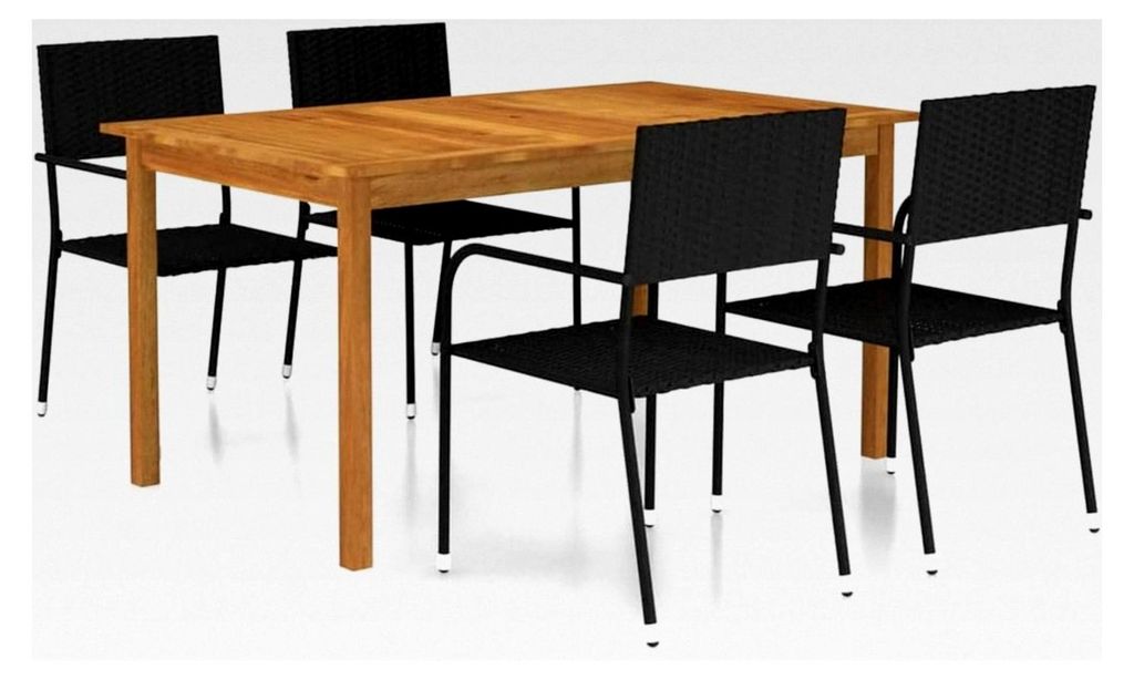Gartenmöbel-Set, 5-teilig, Schwarz