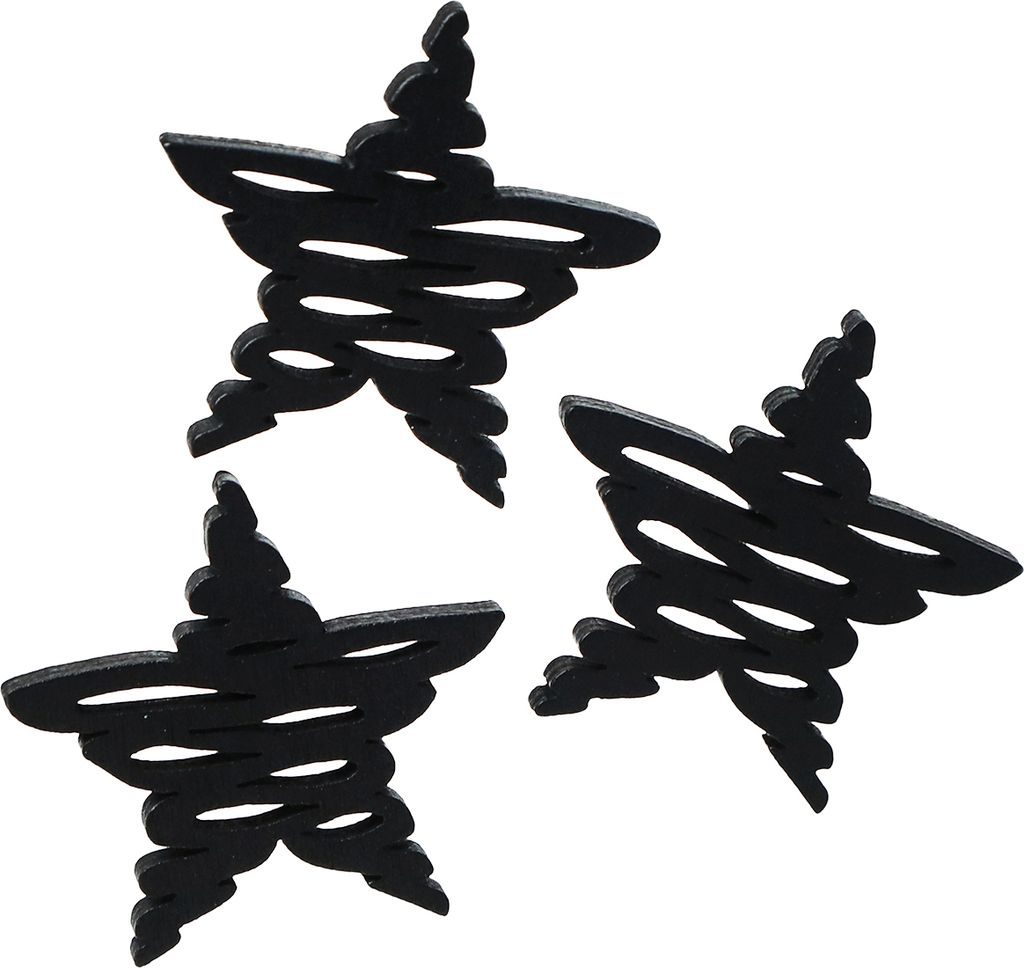 Streudeko Weihnachten Schwarze Sterne Holz Ø4cm 72 Stück Dekoration