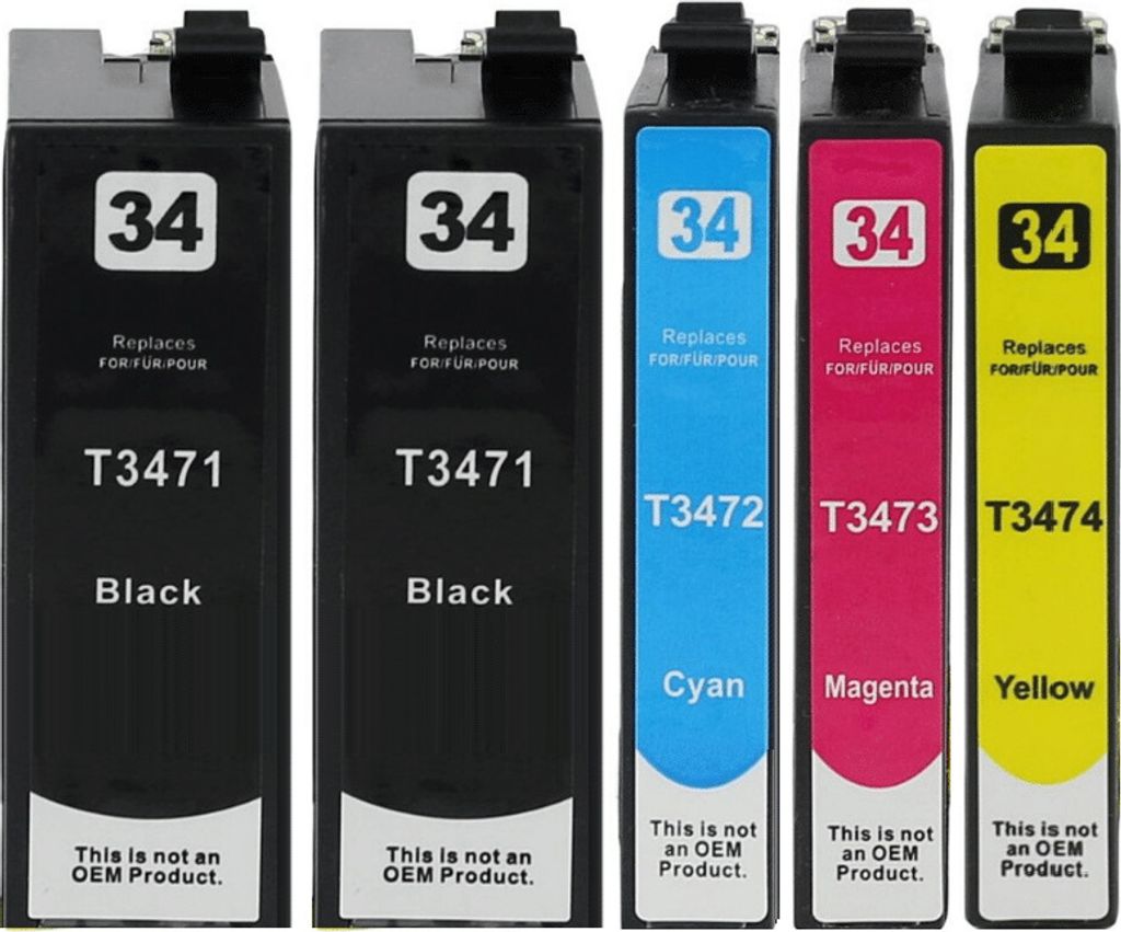 5 kompatible Druckerpatronen T34 XL - 2 x T3471 Black; je 1 Produktbild 