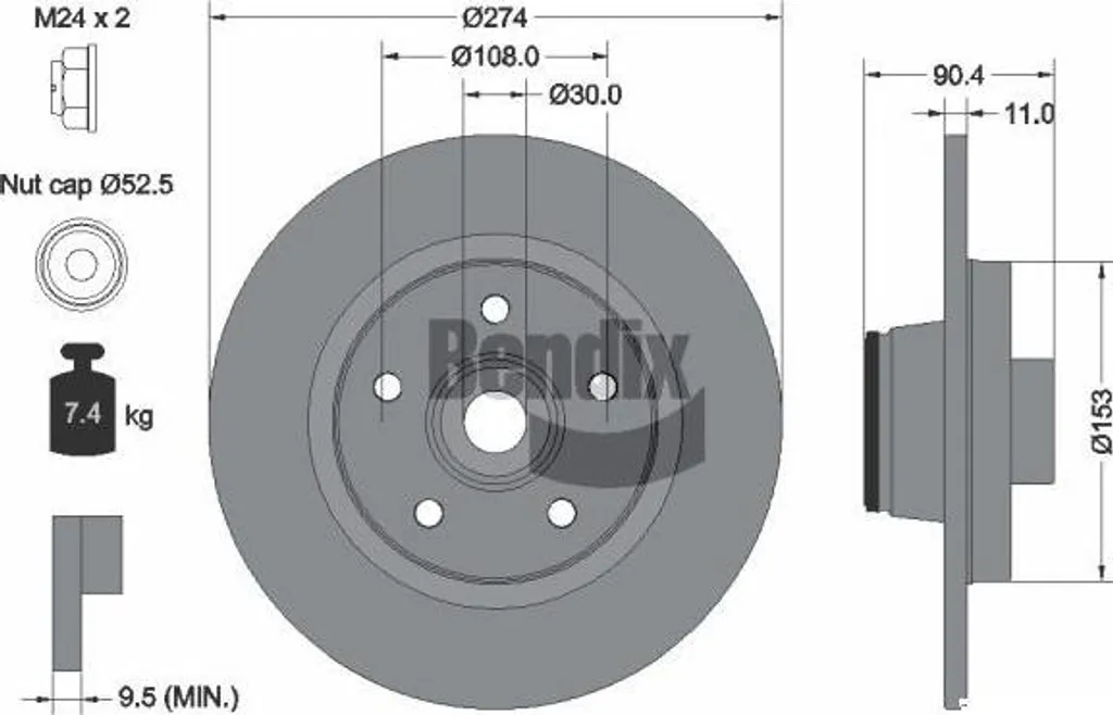 Supprimer les vibrations de freinage : Disque Bendix BDS1048 Citan