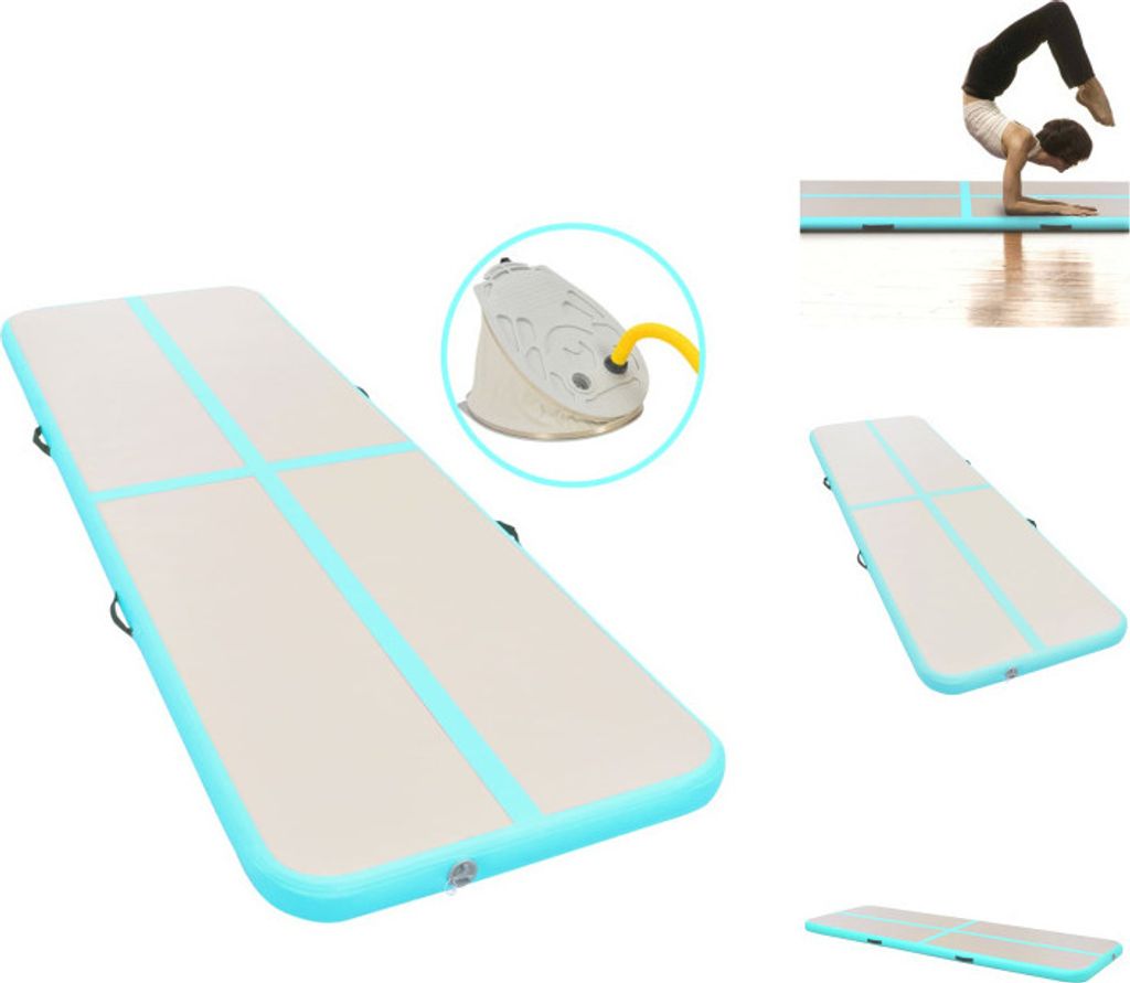 vidaXL Aufblasbare Gymnastikmatte mit Pumpe 700x100x10 cm PVC Grün - Yoga- & Pilatesmatten