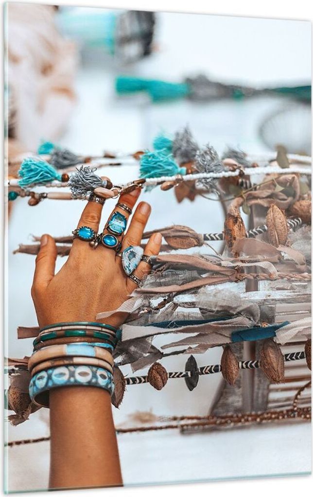 Bilder auf glas - Einteilig - Hand Schmuck ethnisch - 50x70cm - Glasbilder - Wandbilder - Bilder - zum Aufhängen bereit - Wanddekoration aus Glas ...