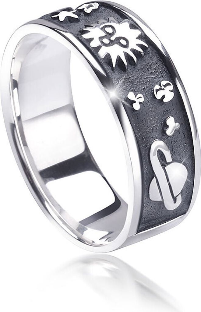 MATERIA Damen Bandring Sonne Mond Sterne Planet 925 Silber Produktbild 