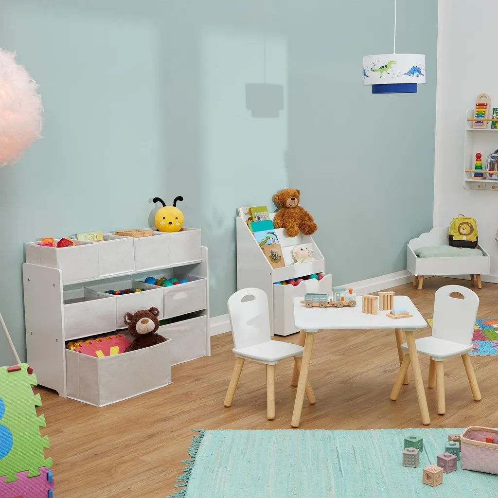 Bibliothèque enfant 9 cases multicolores structure robuste bois et MDF - 3