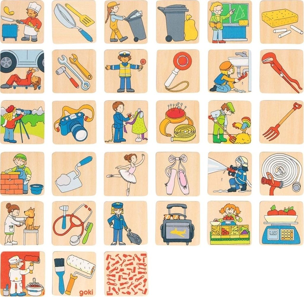 goki 56775 Memo hra profesie 5 x 5 cm, drevo, 32 kusov, na Obrázok produktu 