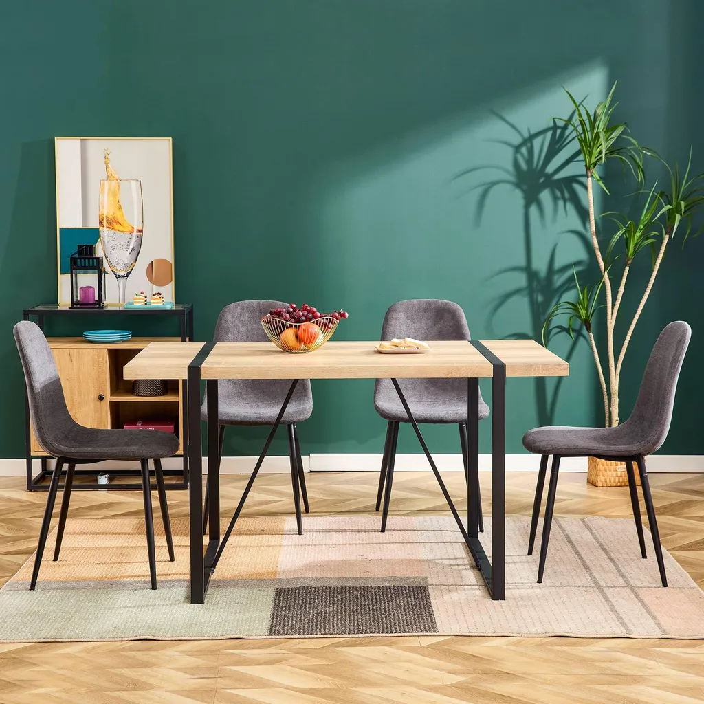 Chaise de salle à manger grise anti-rayure et stable lot de 4 pièces