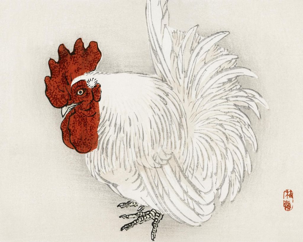 Plakat 50x40cm Japanische Bantam, Kōno Bairei Vintage für das Wohnzimmer