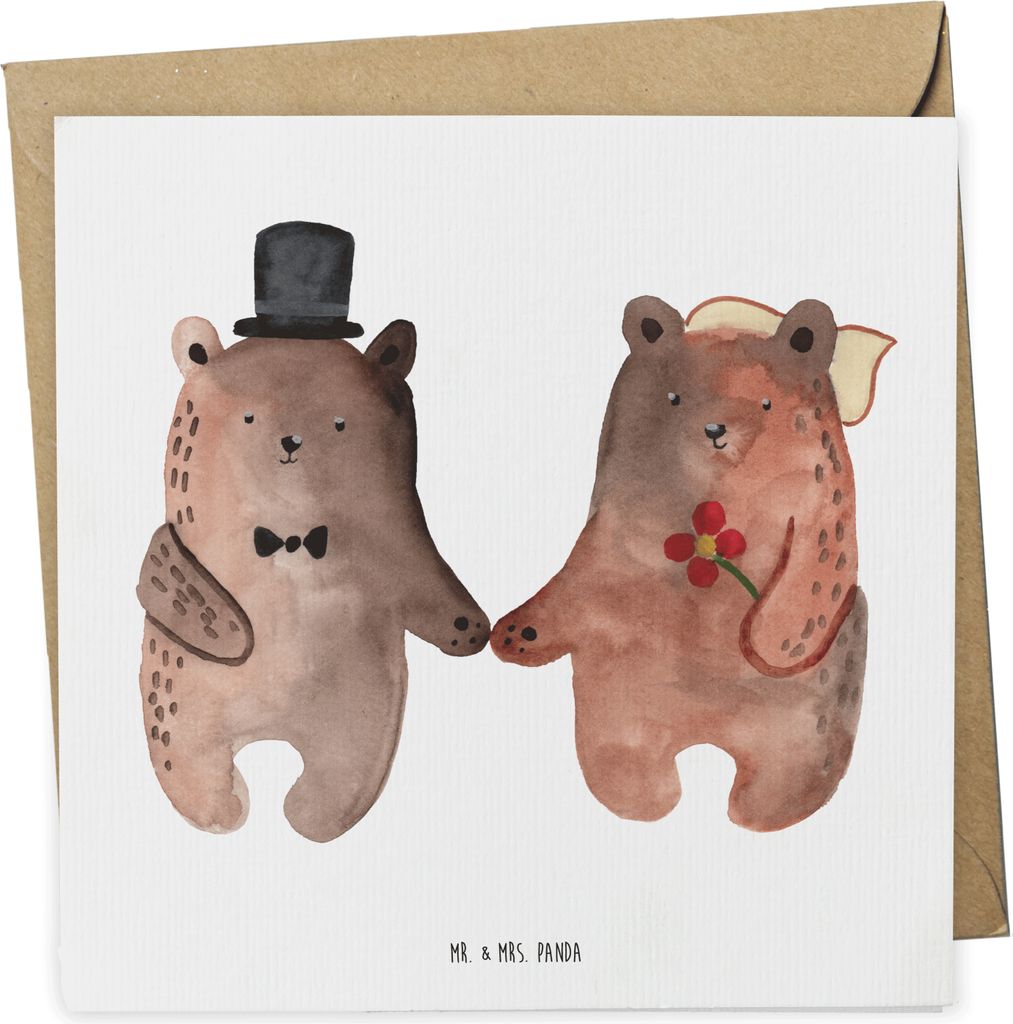 Mr. & Mrs. Panda Grußkarte Bär Heirat - Weiß - Geschenk, Produktbild 
