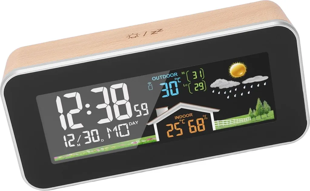 Station météo domestique avec réveil et thermomètre sans fil intérieur - 7