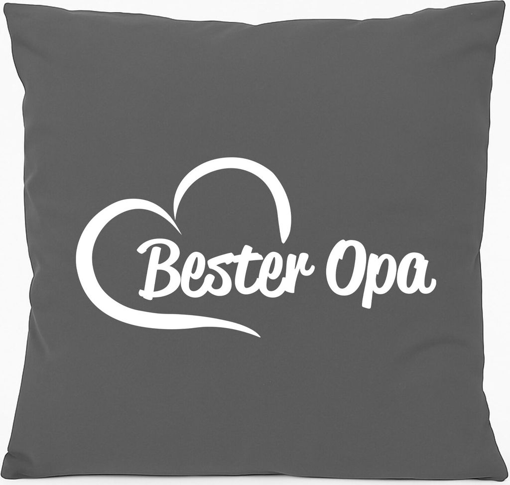 Huuraa Sofakissen Bester Opa Herz Geschenk 40x40cm mit Füllung Steel Grey Baumwolle Bester Opa Mitbringsel