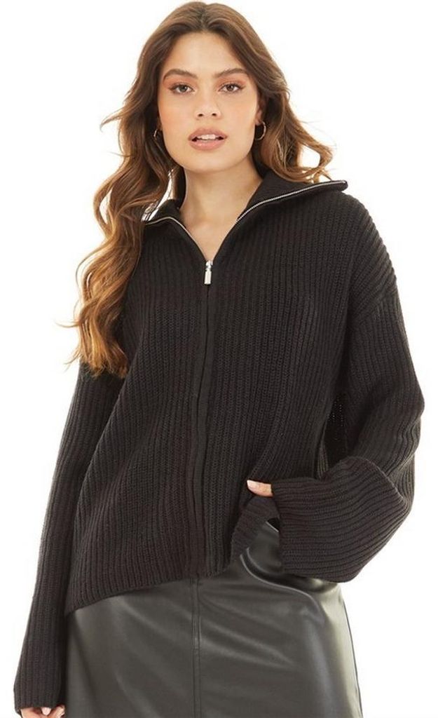 Brave Soul - Jacke für Damen, Reißverschluss-Detail, Jerseyware WH127 (XL) (Schwarz)