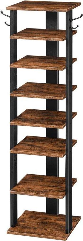 Schuhregal 8 Ebenen schmal braun-schwarz Organizer