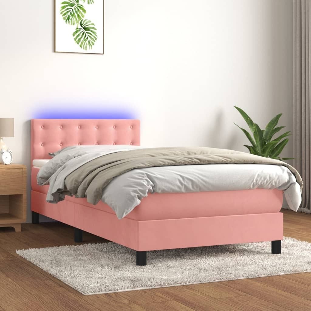 Maison Exclusive - Boxspringbett mit Matratze & LED Rosa 80x200 cm Samt
