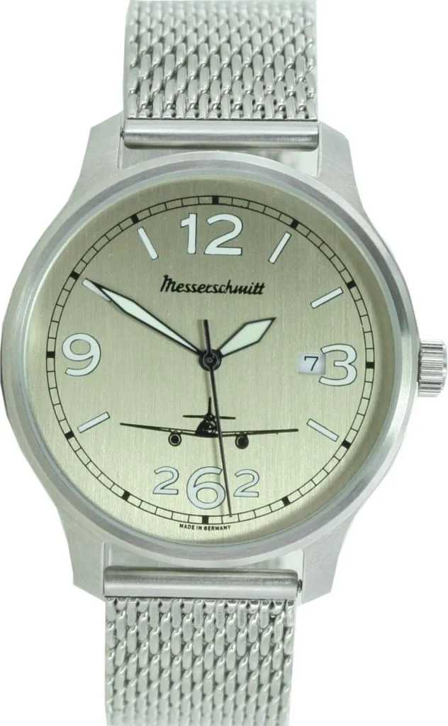 Montre d'Aviateur Messerschmitt Aristo ME42-ALU-M avec Bracelet Maille