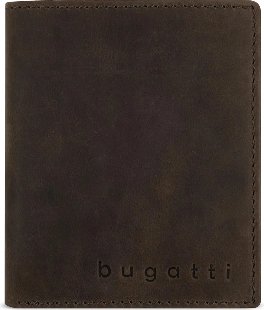 Portefeuille Bugatti Luca Flap Upright en cuir véritable marron foncé