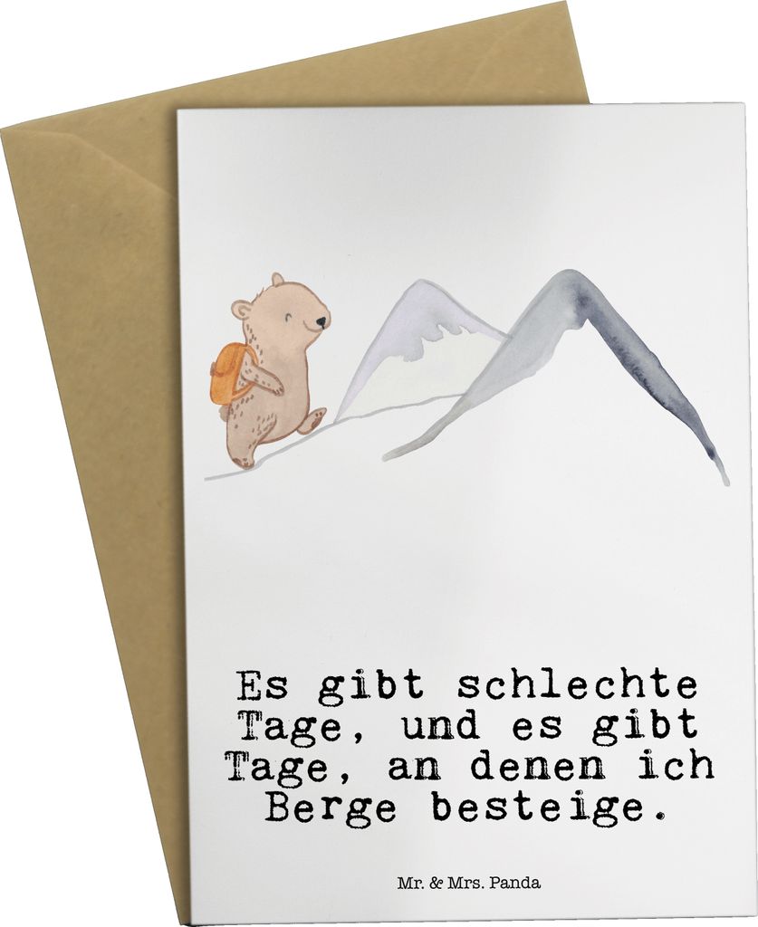 Mr. & Mrs. Panda Glückwunschkarte Bär Bergsteigen - Weiß - Geschenk, Trekking, Klappkarte, Bergsport, hochzeitskarten, einladungskarten, osterka...