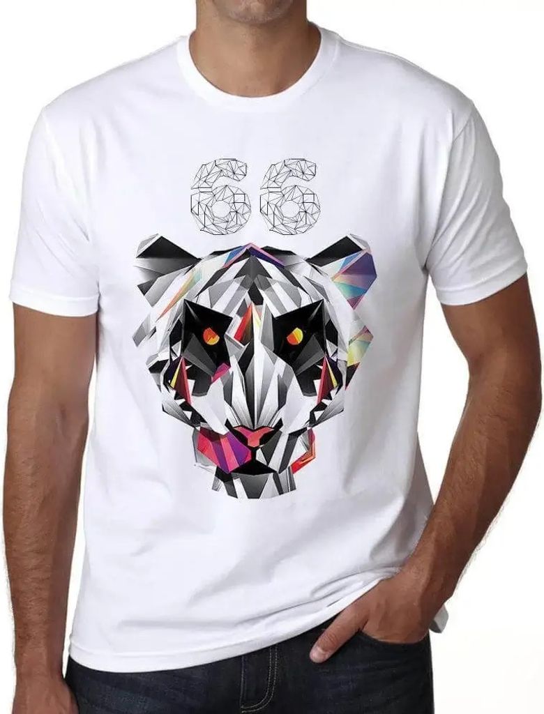 Herren Grafik T-Shirt Geometrischer Tiger 66 – Geometric Tiger 66 – Geschenk 66. Geburtstag Jahrestag 66 Jahre Jubiläum 66 Jährige Mann Jahrg...
