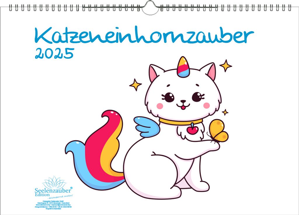 Katzeneinhornzauber DIN A3 Kalender für 2025 Katzen Einhorn Katzenbabys - Seelenzauber