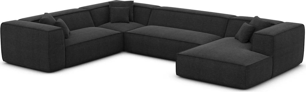Strukturstoff U-Form XXL Wohnlandschaft Arelia Schwarz Rechts