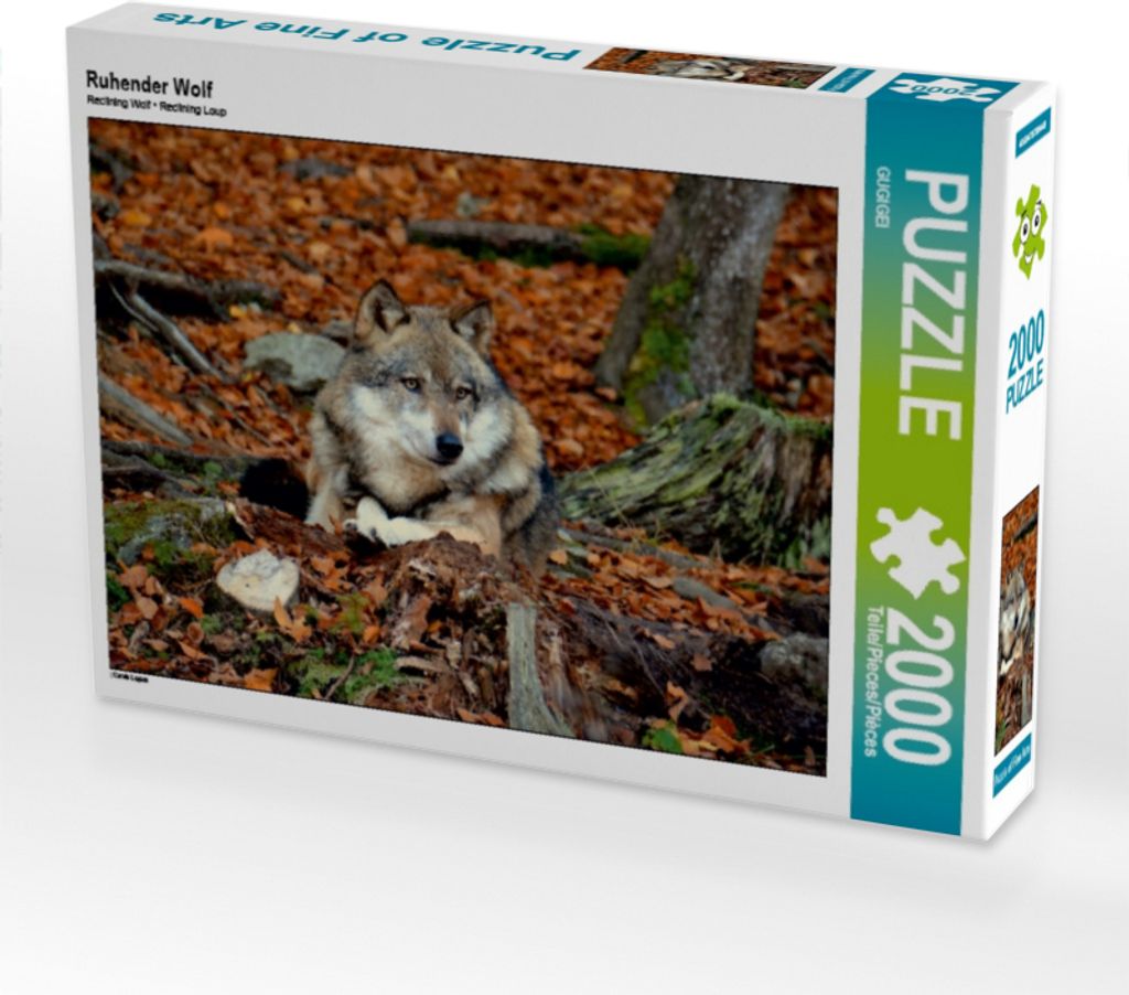 CALVENDO Puzzle Ruhender Wolf 2000 Teile Puzzle quer | 2000 Teile Lege-Größe 90x67cm Foto-Puzzle für glückliche Stunden
