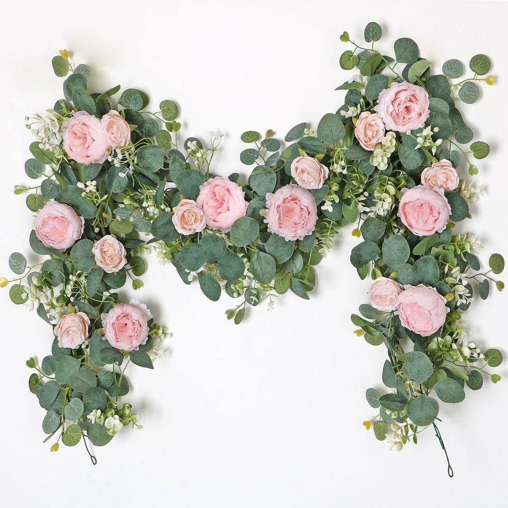 Kunstblumen Girlande - Eukalyptus/Rose - Produktbild 