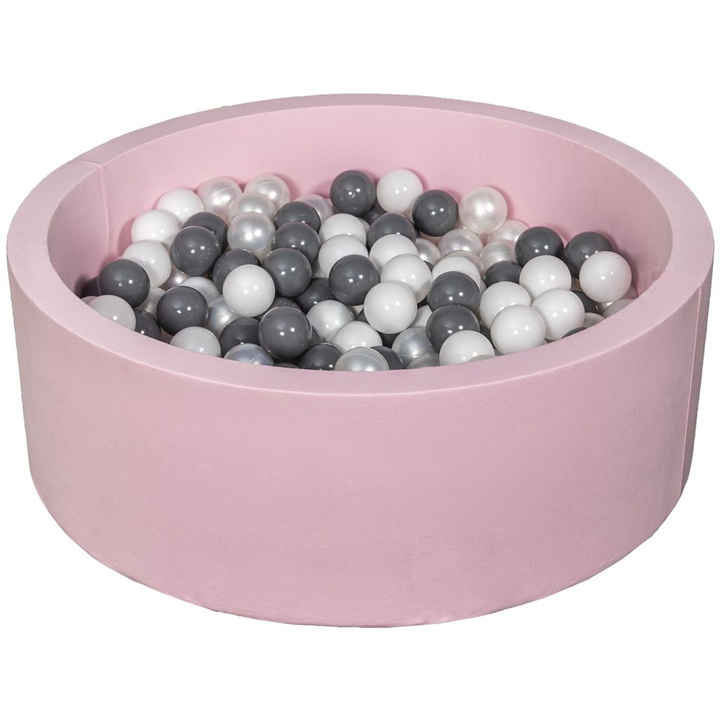 Bällebad Spielplatz + 200 Bälle rosa weiß, perle, grau