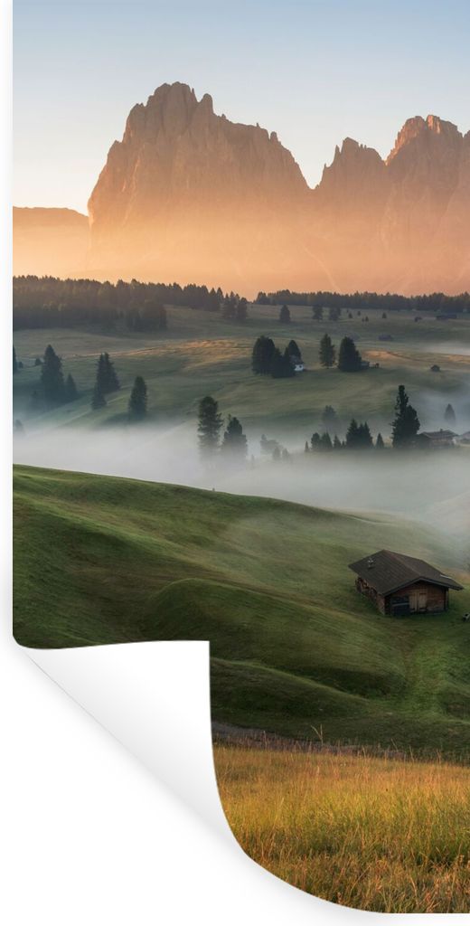 MuchoWow Wandtattoo Wandsticker Wandaufkleber Berg - Nebel - Landschaft 80x160 cm Selbstklebend und Repositionierbar - Sticker - Dekorfolie