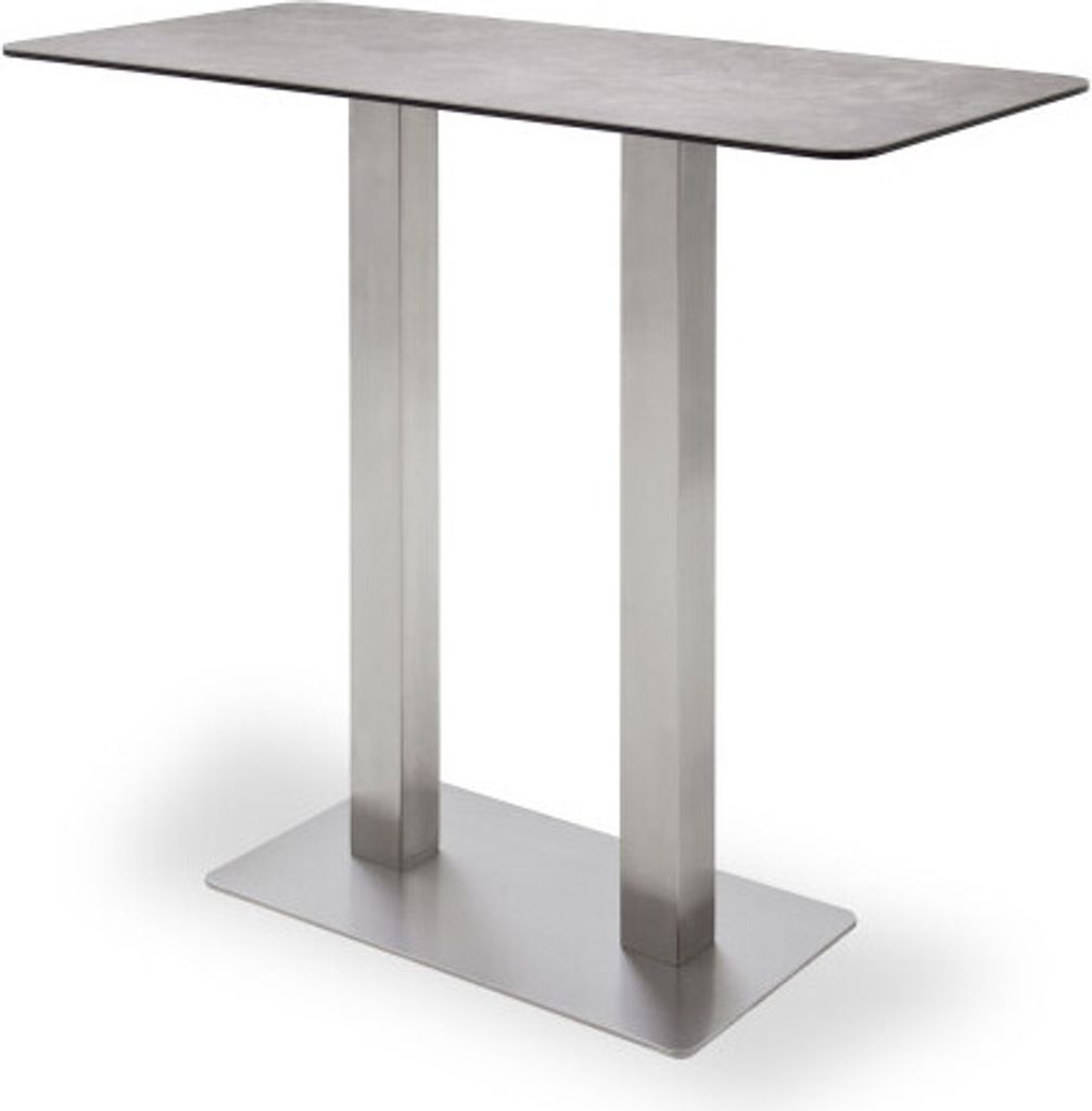 ZARINA Bartisch Stehtisch 2 Säulen Edelstahl 105 cm Sicherheitsglas mokka