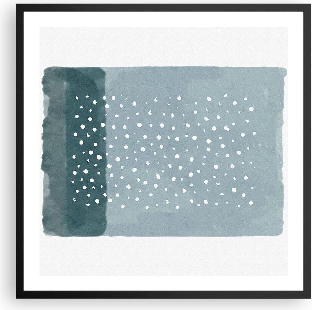 Gerahmtes Poster - Schwarzer Rahmen - Aquarell Modern Blau - 60x60 cm - Wand Bild - Wanddeko - Wandbilder - Kunstposter - Wandposter - Bilderrahmen...