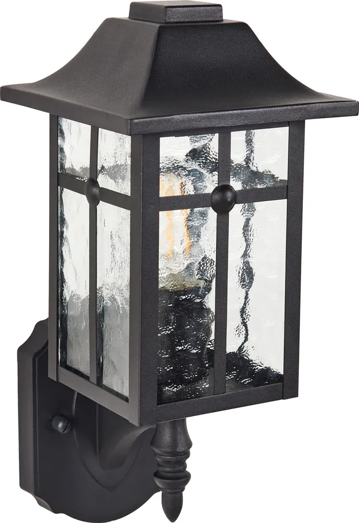 Applique extérieure en métal fer et verre dépoli noir style minimaliste