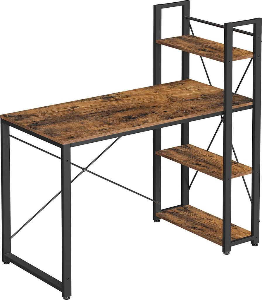 Schreibtisch, 120 cm lang, Vintage-Braun-Schwarz