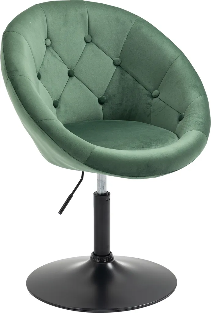 Fauteuil Club Pivotant Vintage SVITA HAVANNA en Velours Doux Vert